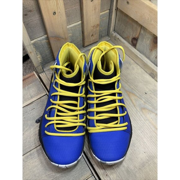 US9 Mens Under Armour UA ICON HOVR Havoc MID Basketball Shoes Blue Yellow main image 9